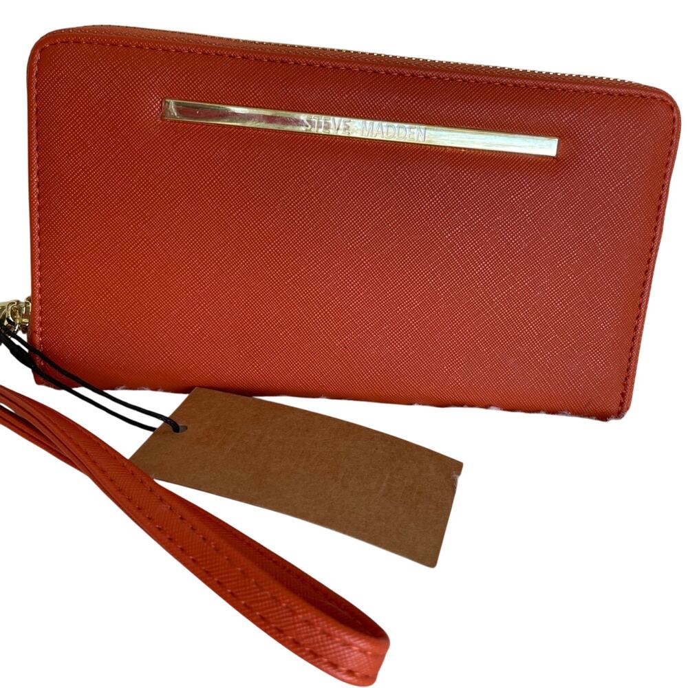 Brand New Steve Madden Zip Around Bi-Fold Wallet Dk. Orange